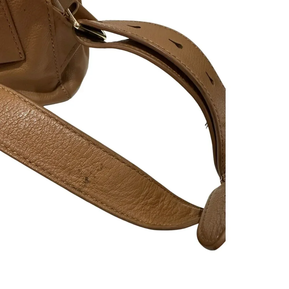Mina Baie Harper Backpack Diaper Bag Brown Cognac Leather $319 MSRP